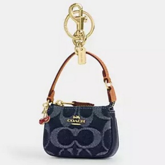 Coach Signature Denim & Leather Mini Nolita Bag Charm Key Chain, NWT - Picture 7 of 8